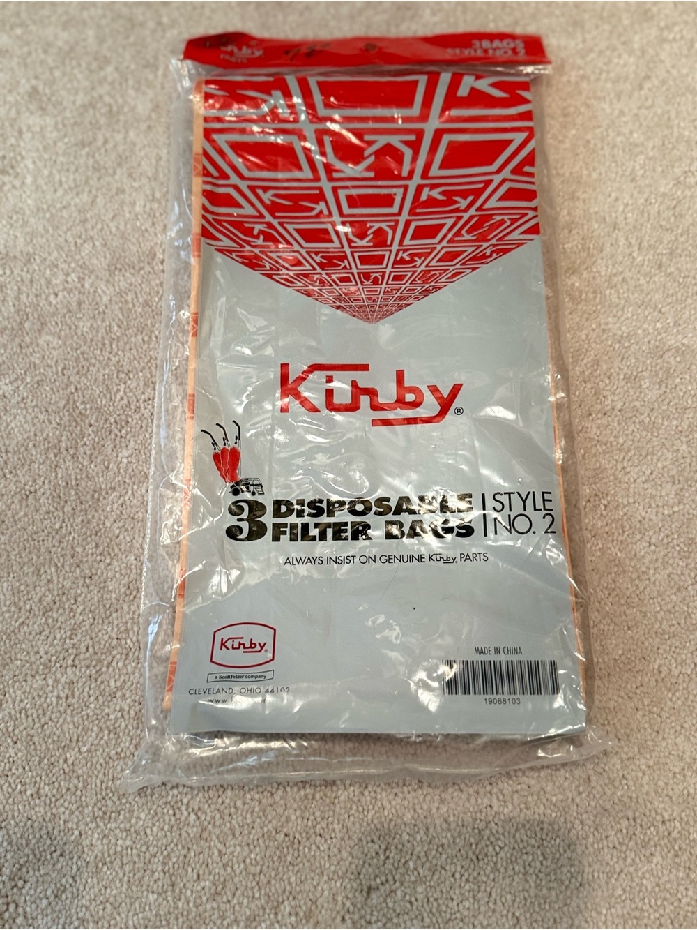 Kirby Disposable Filter Bags Style No. 2 - Red & White Pack of 2